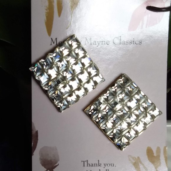 sparkly square rhinestone earrings vintage